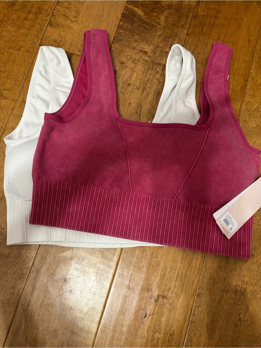 Yogalicious Ribbed Tank Set — 2 Pack Pink + White HOT DEAL